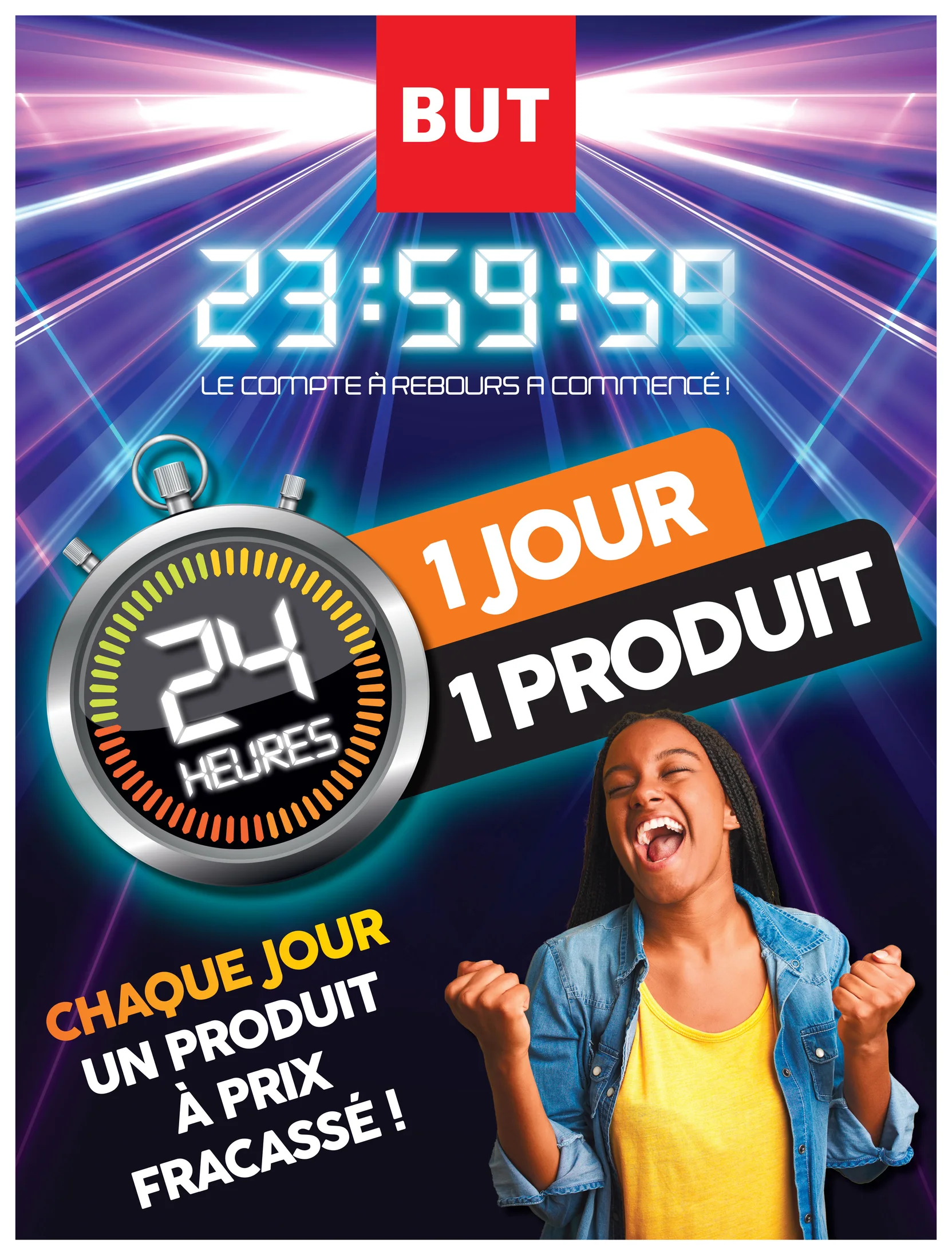 Visuel publicitaire BUT — 1 jour, 1 produit.