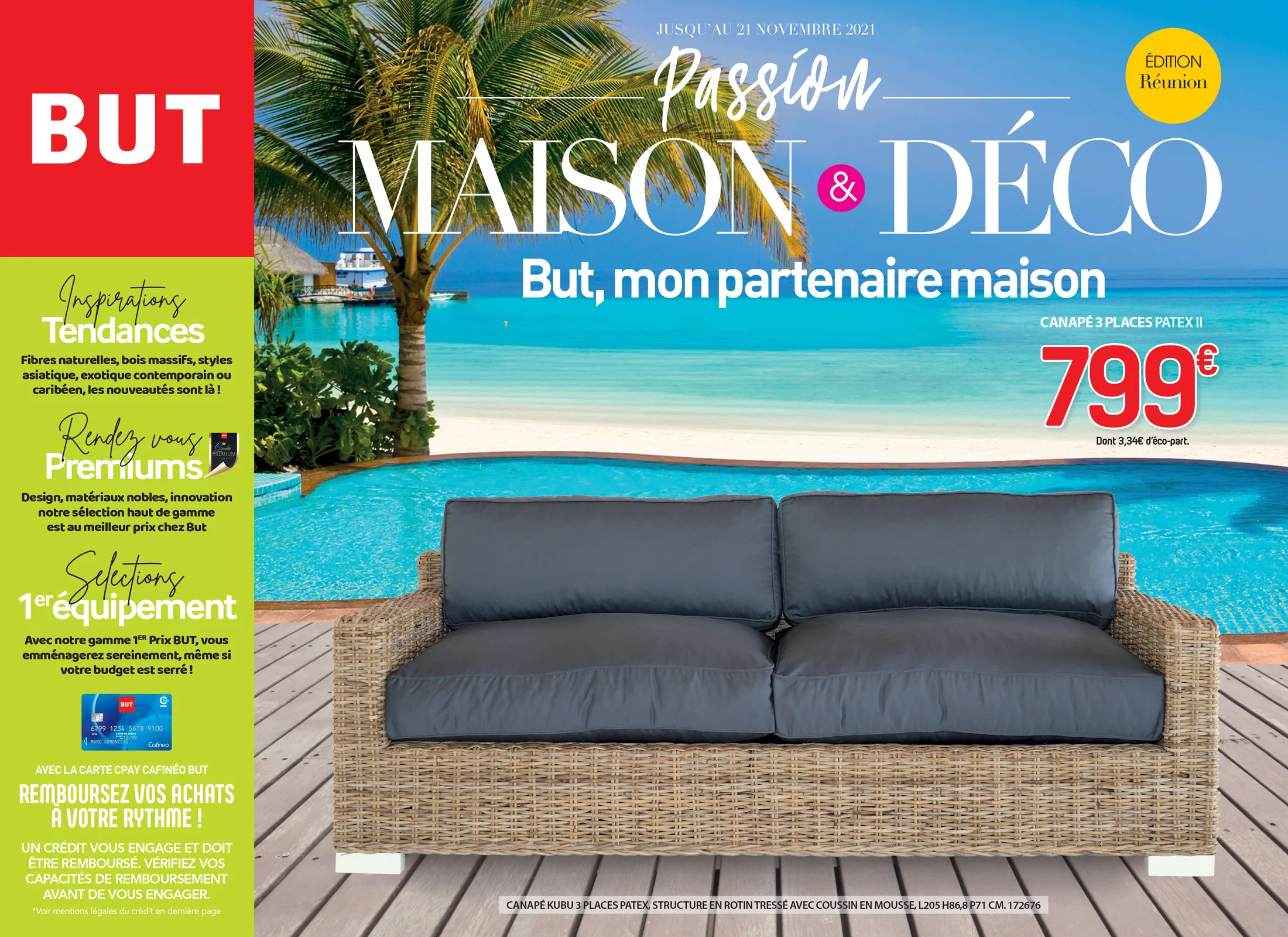 Visuel publicitaire BUT — bois exotique.